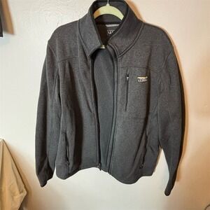 L.L. Bean Men's Fleece Full-Zip Jacket‎ Gray Size L Casual Mock Neck